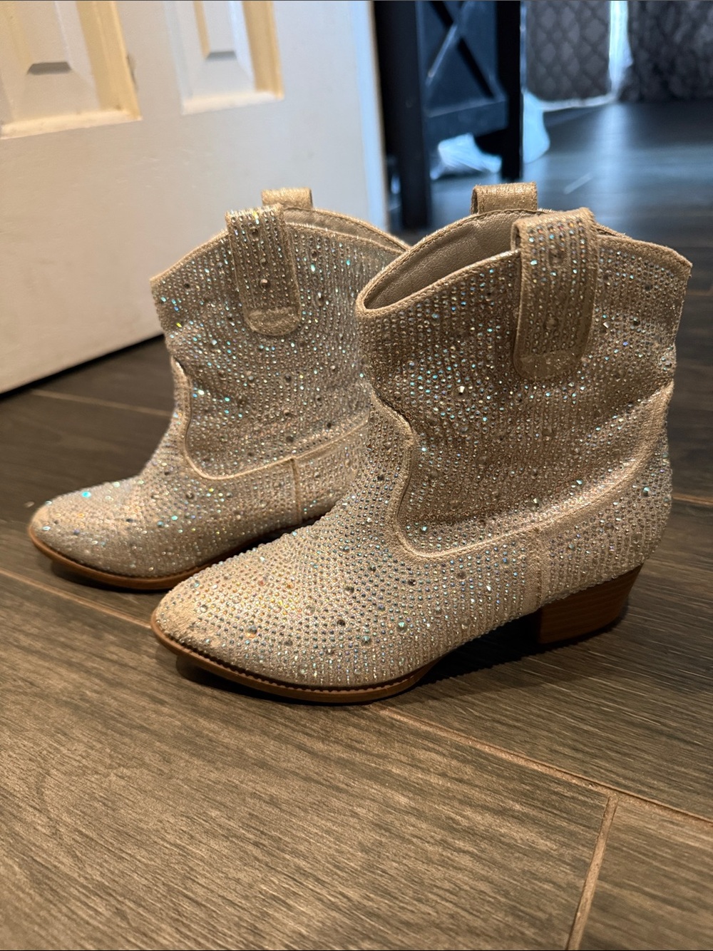 SHEIN Sparkly Cream Western Cowboy Boots for Kids